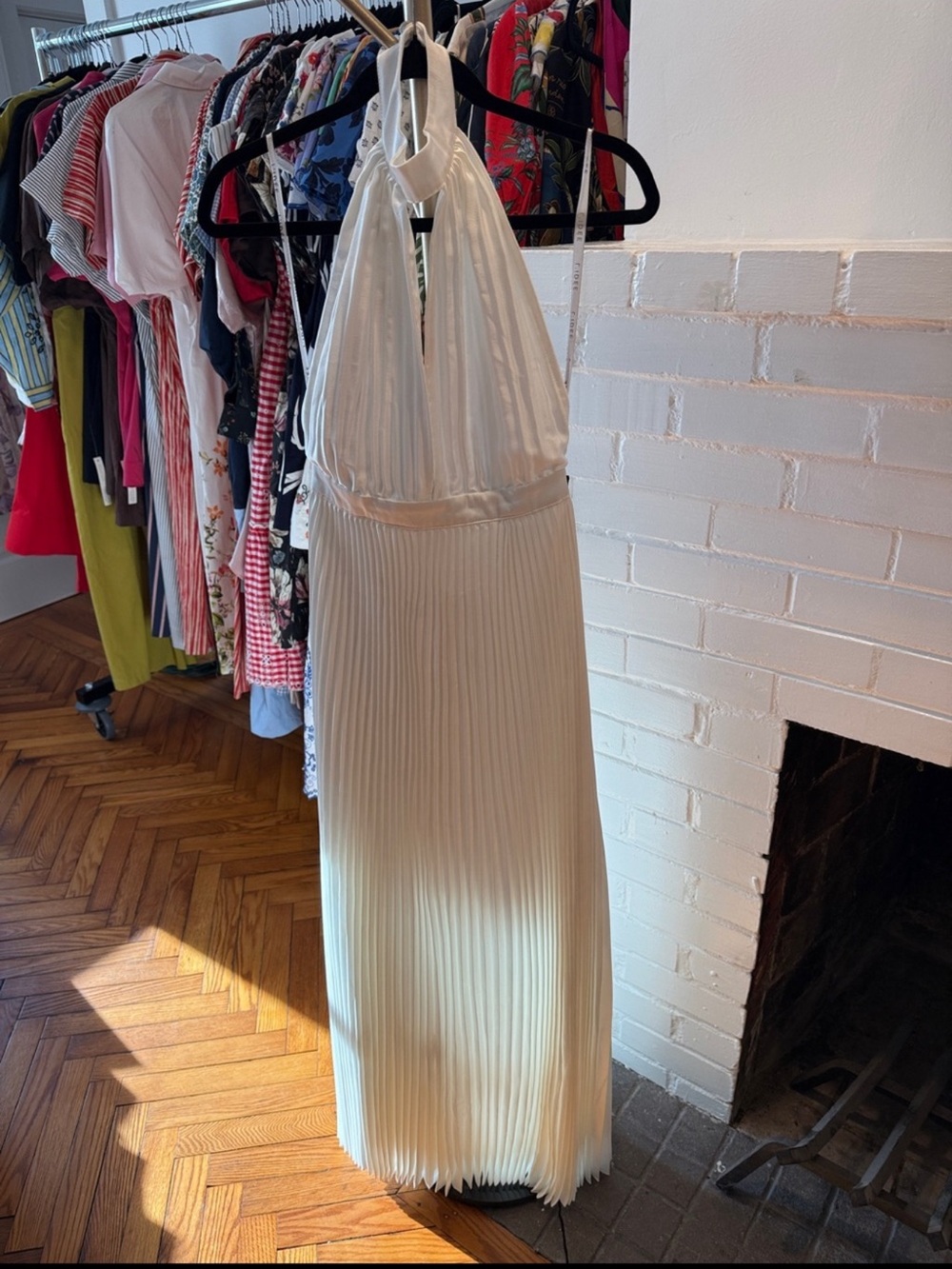 Anthropologie L'IDÉE Chateau Halter Front-Cutout Pleated Midi Dress Size 2 - Picture 5 of 7